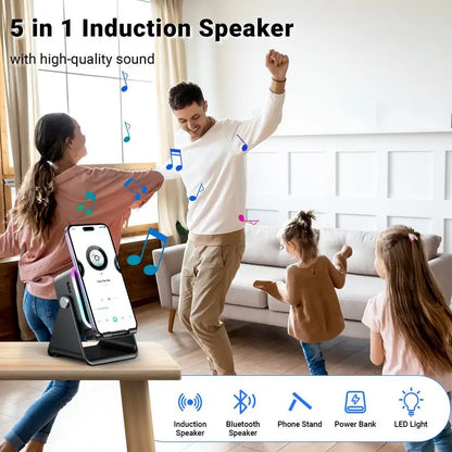 2026 Wireless Induction Audio Speaker Bracket Emergency Power 360 Adjustable Bracket With Colorful Ambient Light