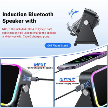 2026 Wireless Induction Audio Speaker Bracket Emergency Power 360 Adjustable Bracket With Colorful Ambient Light