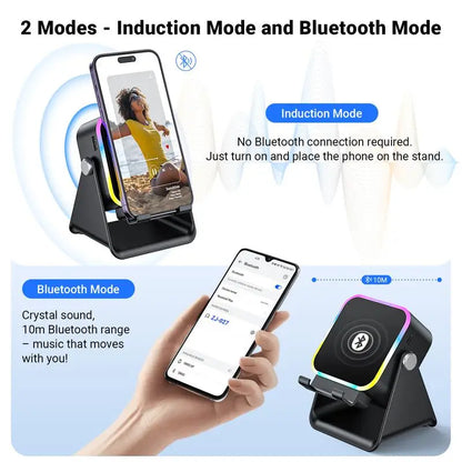 2026 Wireless Induction Audio Speaker Bracket Emergency Power 360 Adjustable Bracket With Colorful Ambient Light