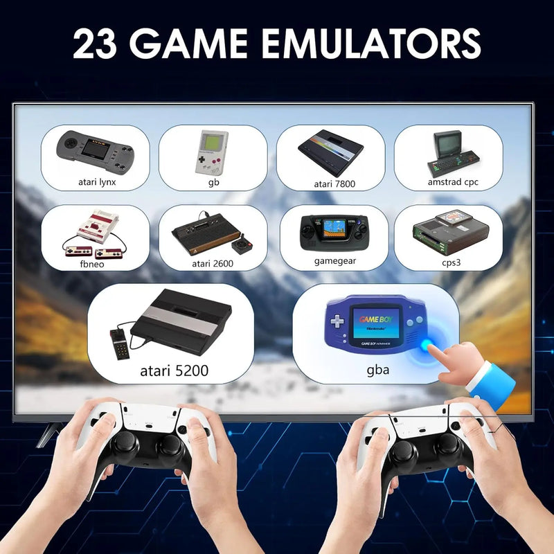 2026 New Retro Gaming Console with 23 Emulators & 20,000+ Built-in Games 4K HDMI 2.4G with Dual Wireless Controllers detail view