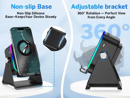 2026 Wireless Induction Audio Speaker Bracket Emergency Power 360 Adjustable Bracket With Colorful Ambient Light