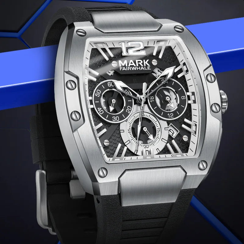Mark Fairwhale Sports Man's Watches Brand Luxury Silicone Strap Date Clocks Fashion Multifunctional Quartz Wristwatch Boy Reloj
