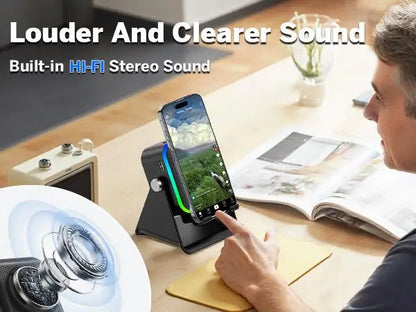 2026 Wireless Induction Audio Speaker Bracket Emergency Power 360 Adjustable Bracket With Colorful Ambient Light