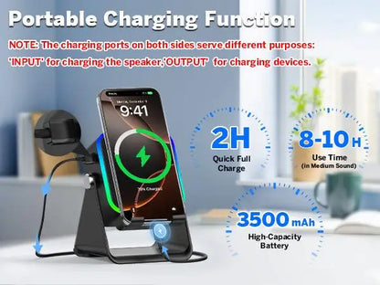 2026 Wireless Induction Audio Speaker Bracket Emergency Power 360 Adjustable Bracket With Colorful Ambient Light