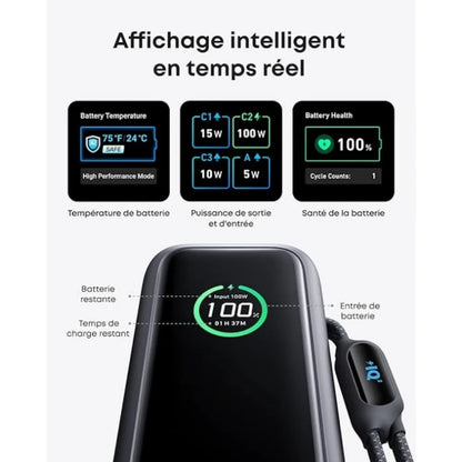 Anker Zolo A1695 25000mAh 165W PD Power Bank Built-in Retractable USB-C Cable Fast Charging Portable Charger for Laptop Phone
