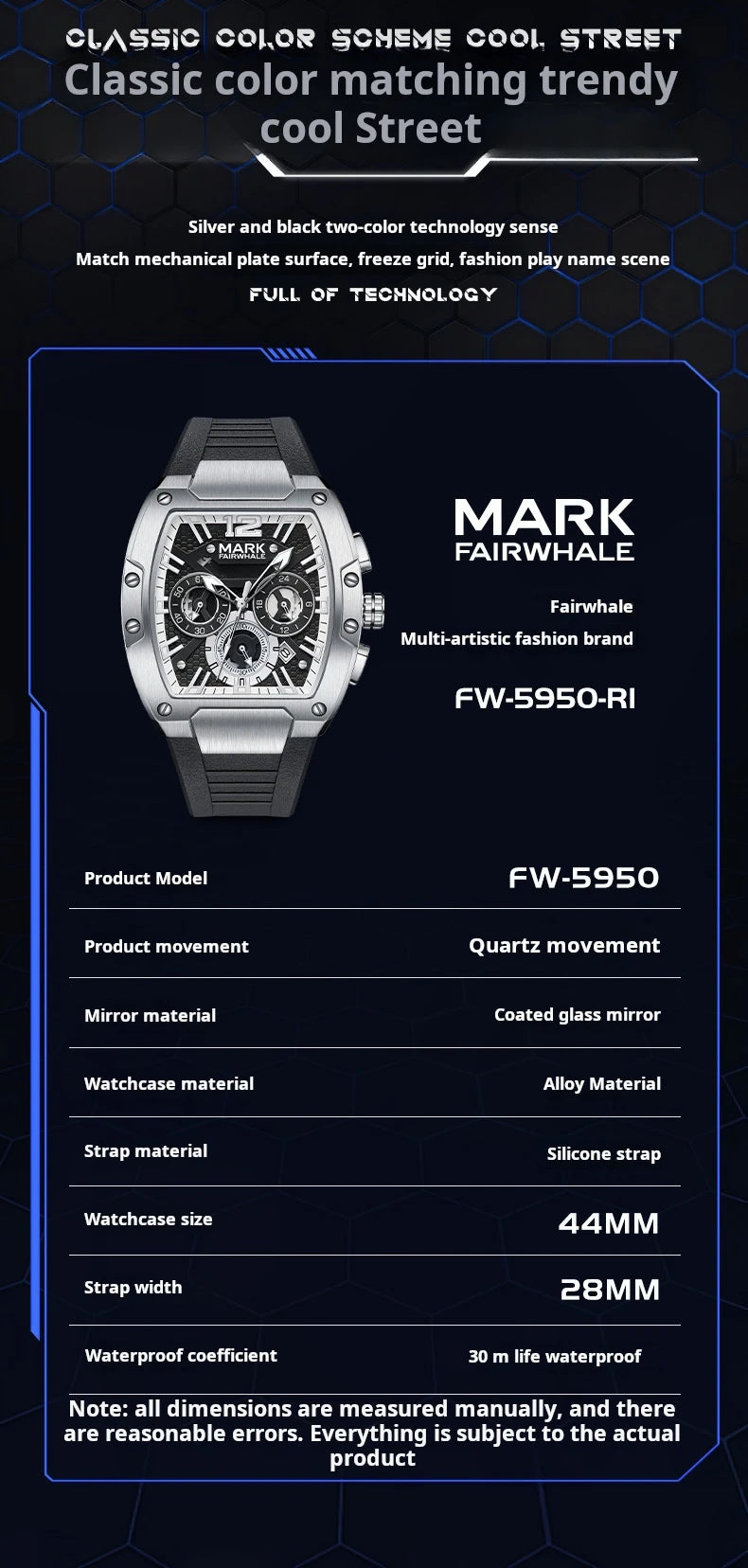 Mark Fairwhale Sports Man's Watches Brand Luxury Silicone Strap Date Clocks Fashion Multifunctional Quartz Wristwatch Boy Reloj