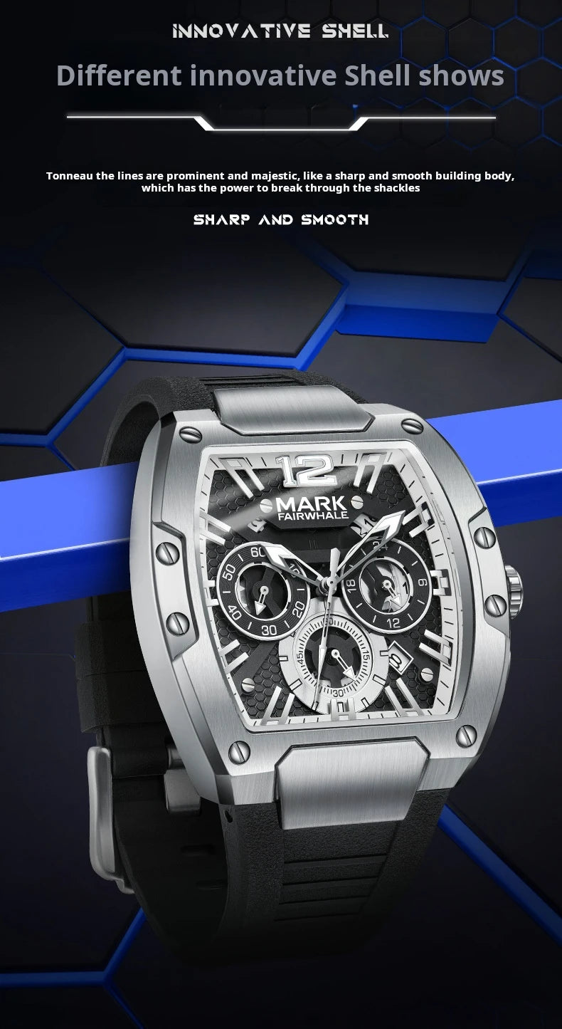 Mark Fairwhale Sports Man's Watches Brand Luxury Silicone Strap Date Clocks Fashion Multifunctional Quartz Wristwatch Boy Reloj