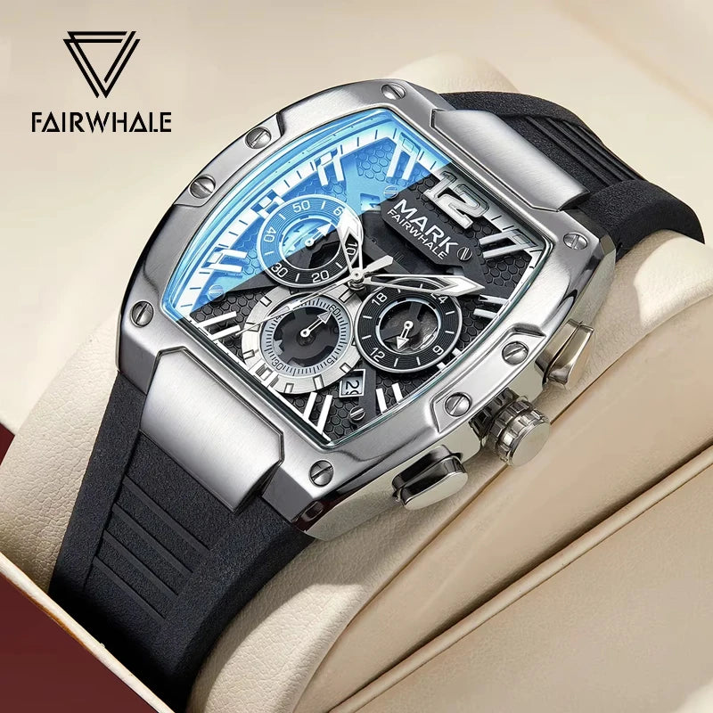 Mark Fairwhale Sports Man's Watches Brand Luxury Silicone Strap Date Clocks Fashion Multifunctional Quartz Wristwatch Boy Reloj detail view