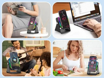 2026 Wireless Induction Audio Speaker Bracket Emergency Power 360 Adjustable Bracket With Colorful Ambient Light
