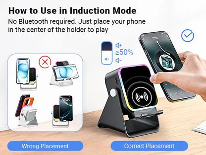 2026 Wireless Induction Audio Speaker Bracket Emergency Power 360 Adjustable Bracket With Colorful Ambient Light