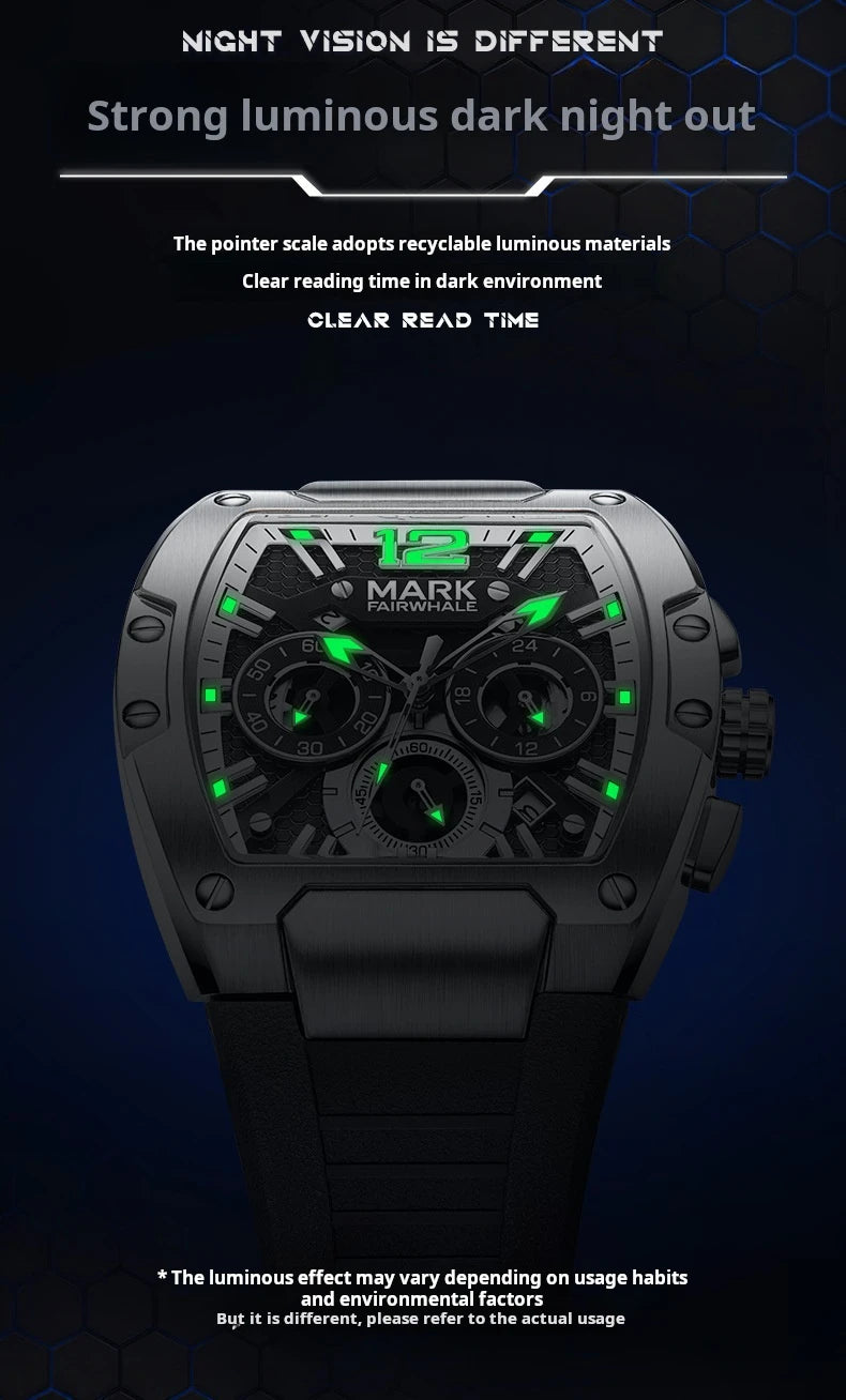 Mark Fairwhale Sports Man's Watches Brand Luxury Silicone Strap Date Clocks Fashion Multifunctional Quartz Wristwatch Boy Reloj